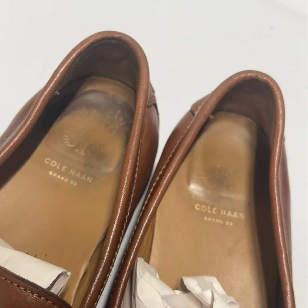 COLE HAAN Men’s Size 9 1/2M Brown Penny slip on  Loafers - Picture 10 of 11